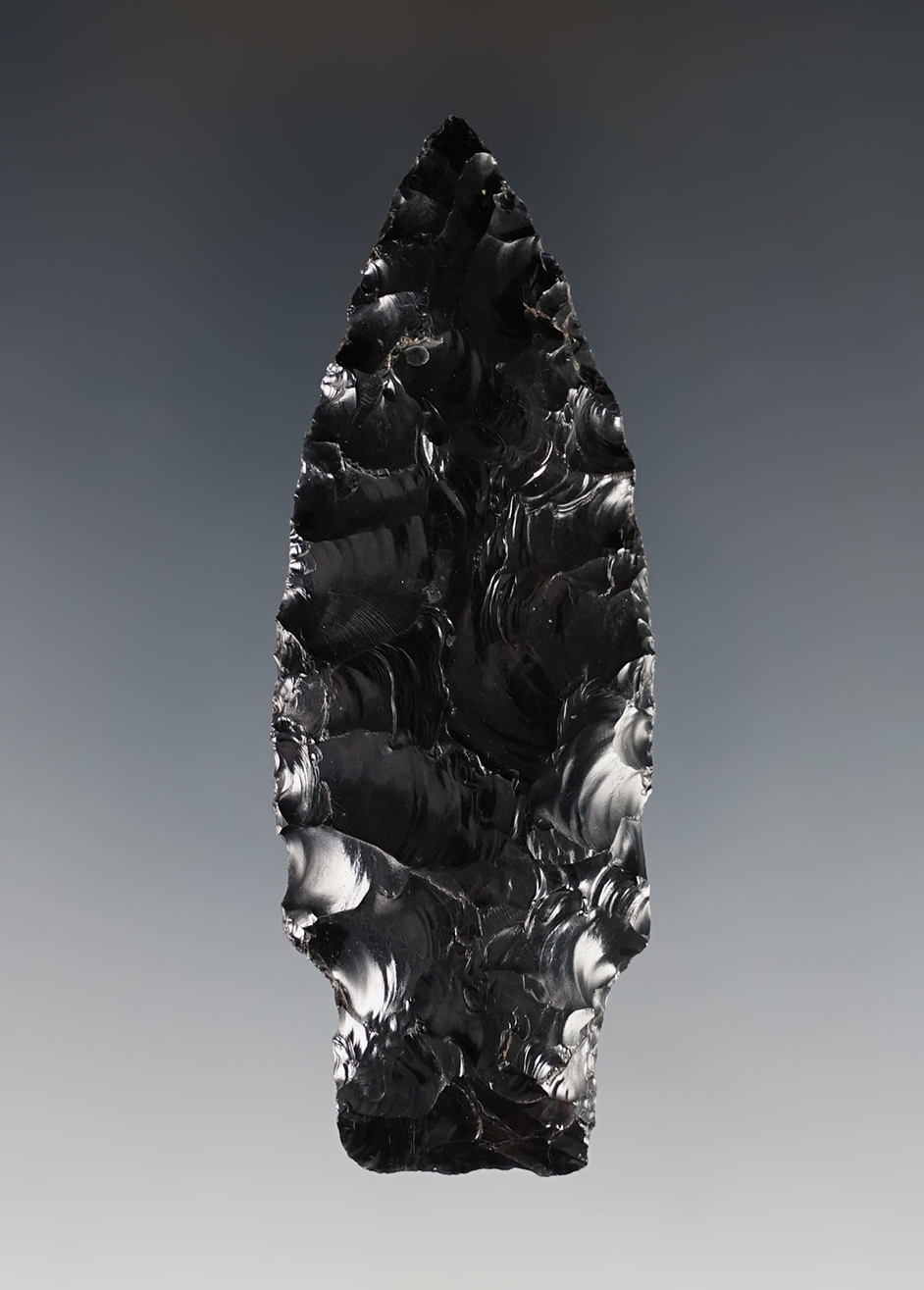 3 1/16" Archaic Stemmed (Unclassified) made from Obsidian. Found in Lamy, New Mexico. COA. 