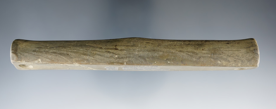 5 7/8" Early Woodland Bar Amulet made from green and black Mottled Slate. Greene Co., Ohio.