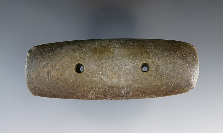 3 7/8" Glacial Kame Bar Gorget found in or near Aurora,, Center Twp., Dearborn Co., Indiana.