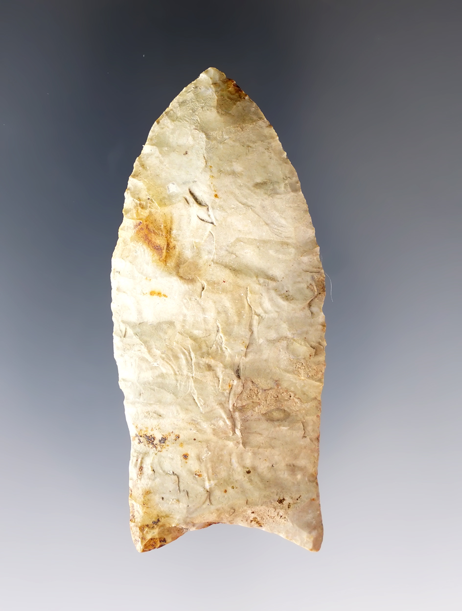 2 5/8" Paleo Clovis. Found by Ferry Captain in Copper Harbor and Isle Royale in Keweenaw Co., Michigan.