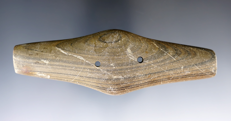 5" Adena Expanded Center Gorget found in Seneca Co., Ohio. Ex. Hubert Wachtel Collection.