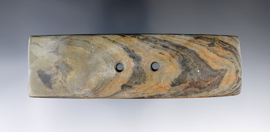 5 1/4" Hopewell Bar Gorget found in Logan Co., Ohio. Ex. Theron Lee (#4020), Gilbert Dilley Collecti