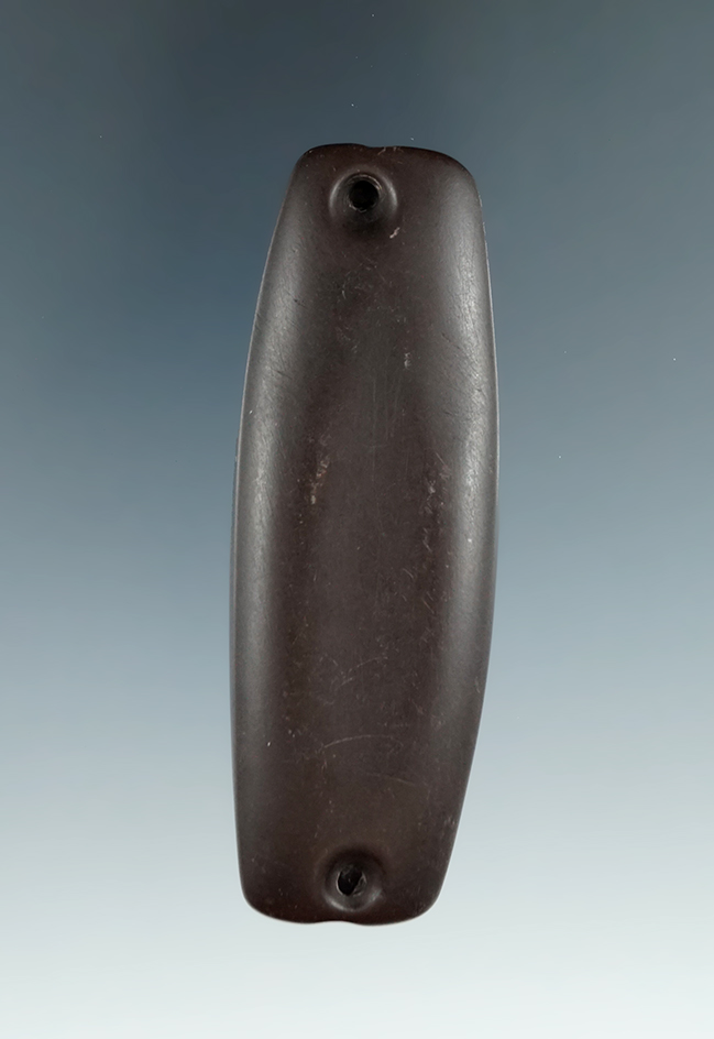 3 5/16" Glacial Kame Bar Amulet with unique style. Found in Ontario, Richland Co., Ohio. Ex. John H.