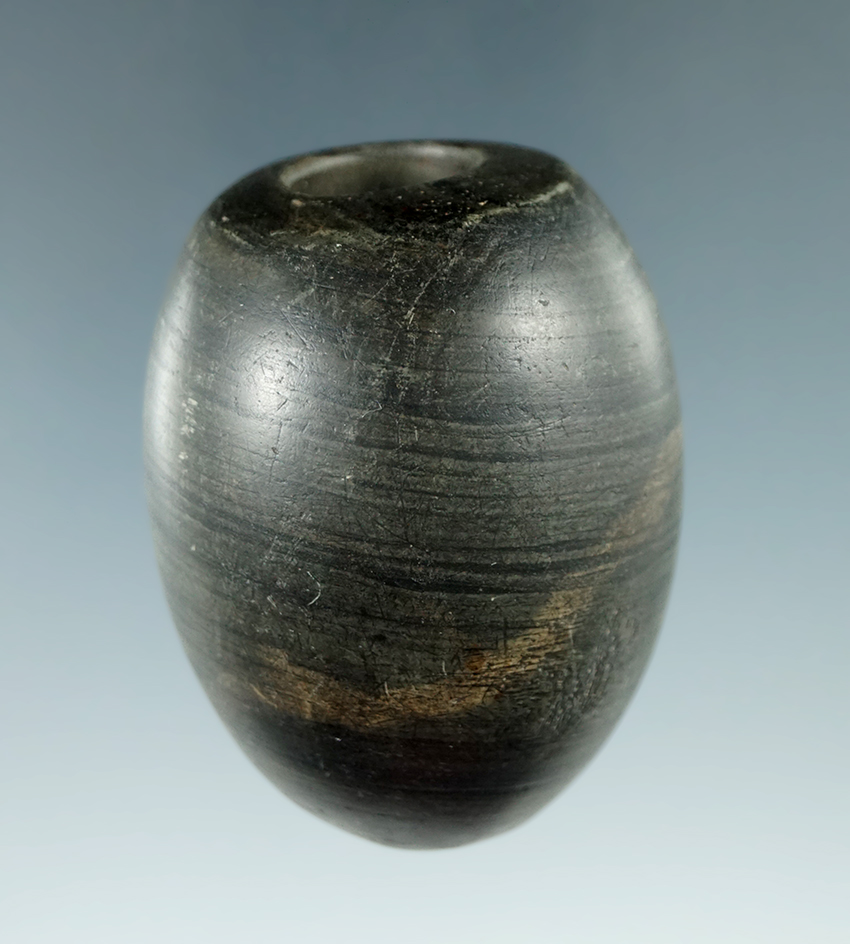 2" Archaic Ball Bannerstone - etching on  bottom reads "Dr. G. Woods Brunswick, Ohio 1896".  Ohio.