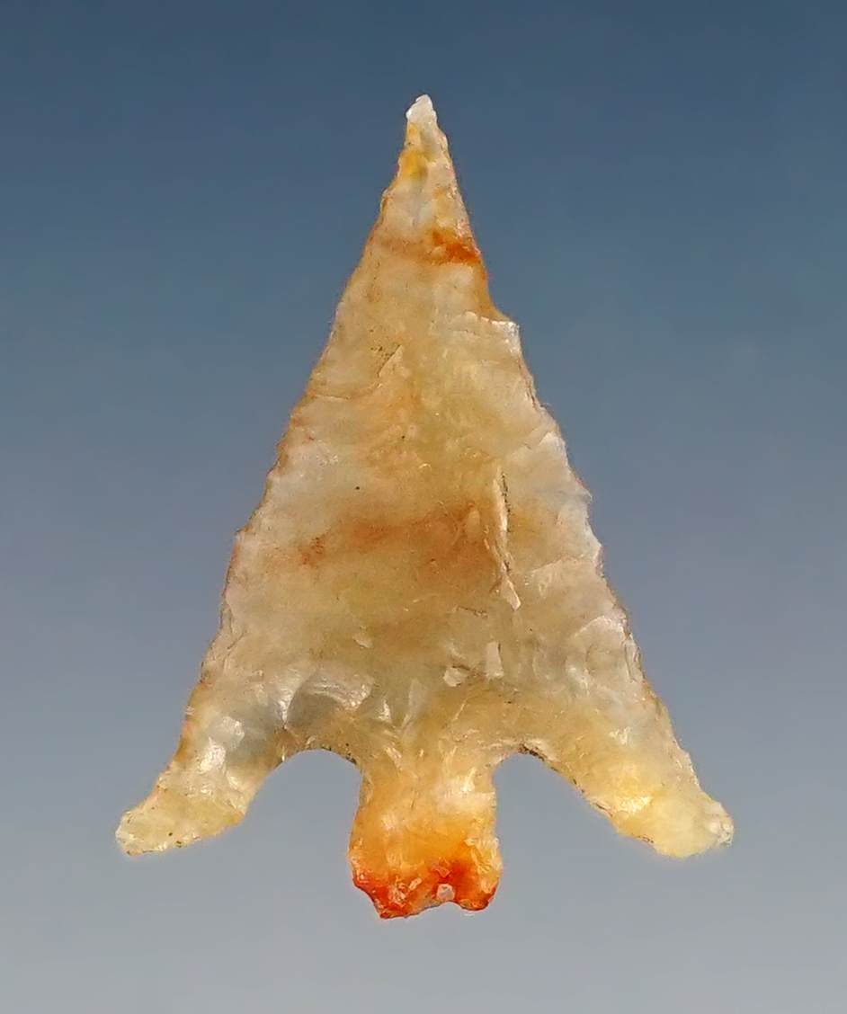 7/8" Columbia Plateau Split-Stem Gem point - beautiful agate found near the Columbia River.