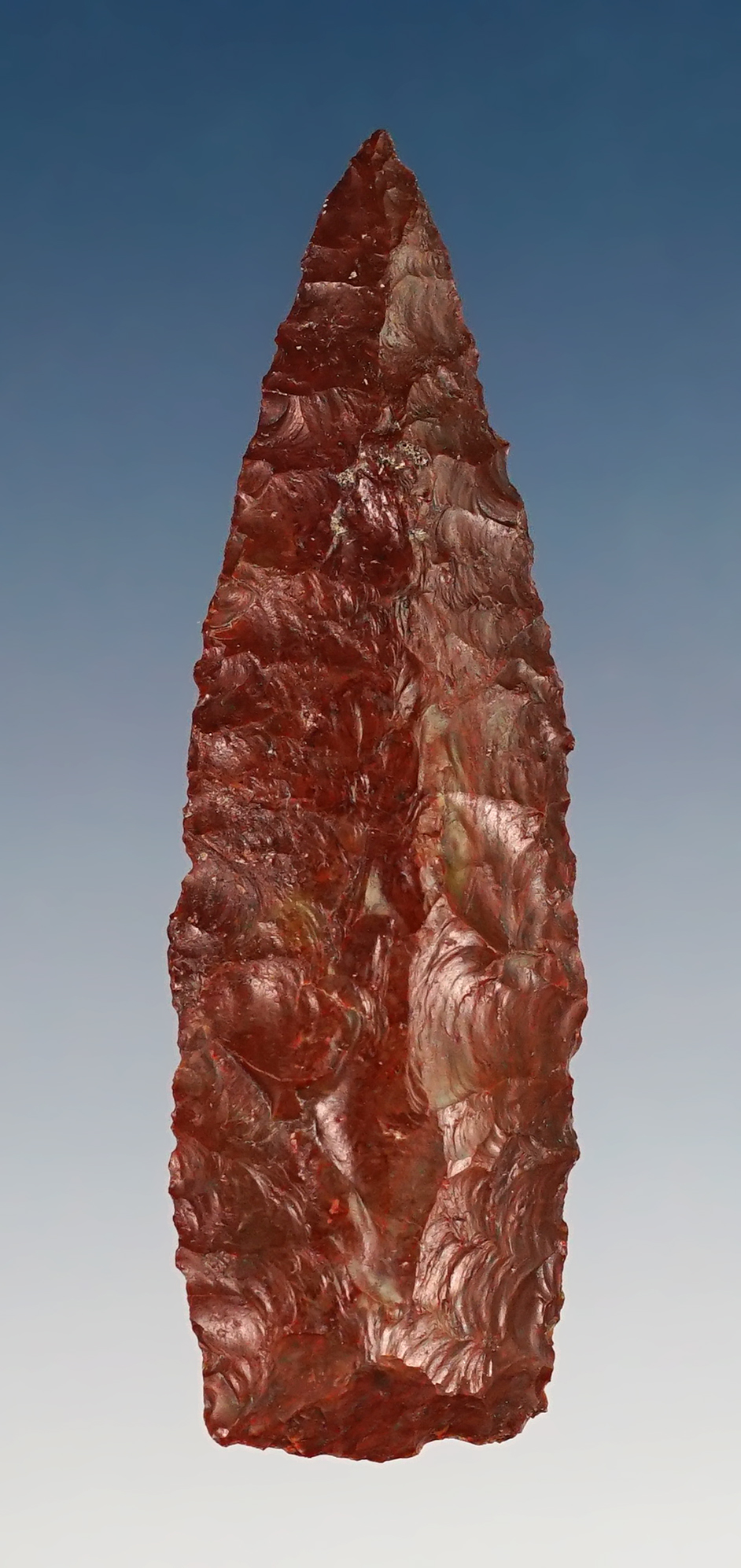 2 1/8" Lanceolate made from deep red Jasper. Found by the late Norma Berg 