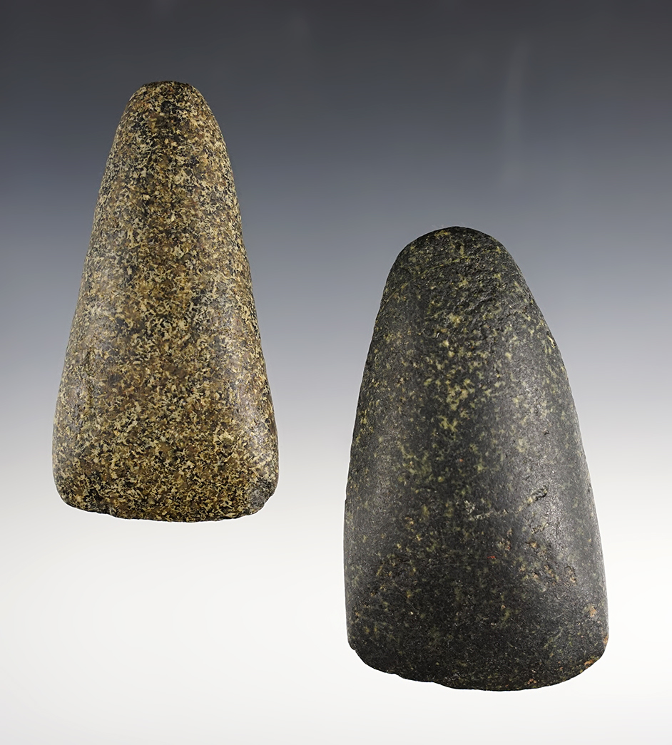 Pair of tapered poll Celts in very nice condition. Largest is 3 5/8".Illinois and Indiana.