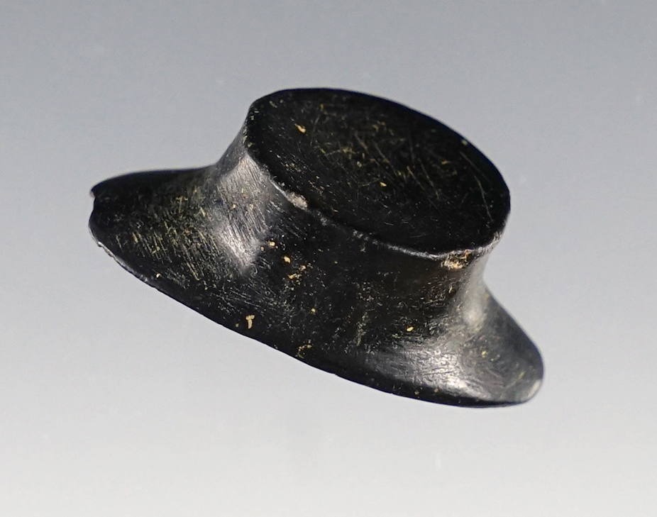 1 3/16" Obsidian lip plug (labret), Aztec culture, Valley of Mexico, Mexico D.F., Mexico, CE 1400-1521.
