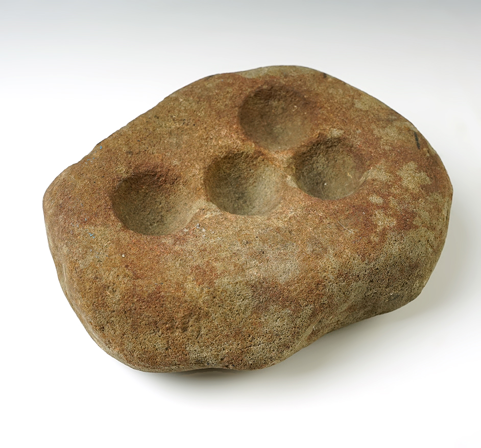 Very nice 7 1/4" Nutting Stone with 4 divots. From an Ohio collection.