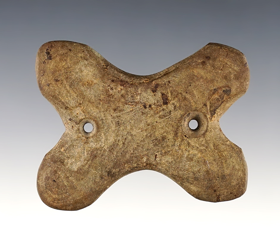 2 11/16" Reel Gorget found in Northern Ohio. Made from dense and well patinated Sandstone. 