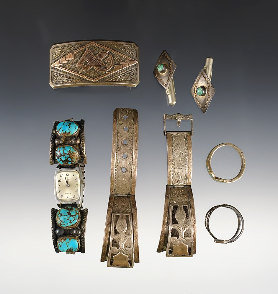 Group of assorted vintage jewelry, watch does not work.