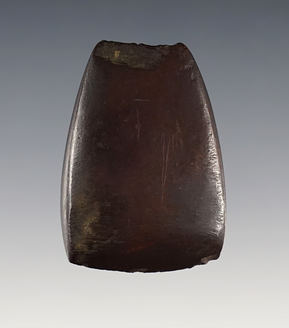 1 7/8" Hematite Celt with a nice bit. Found in Tuscarawas Co., Ohio.