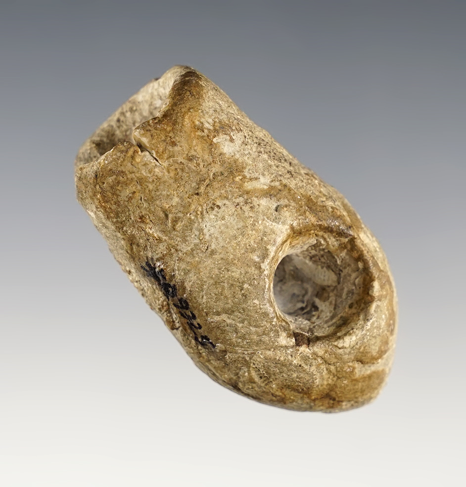 2 3/16" Limestone Pipe - Ohio. In nice condition and well patinated. Ex. Kelly Chestnut. COA.