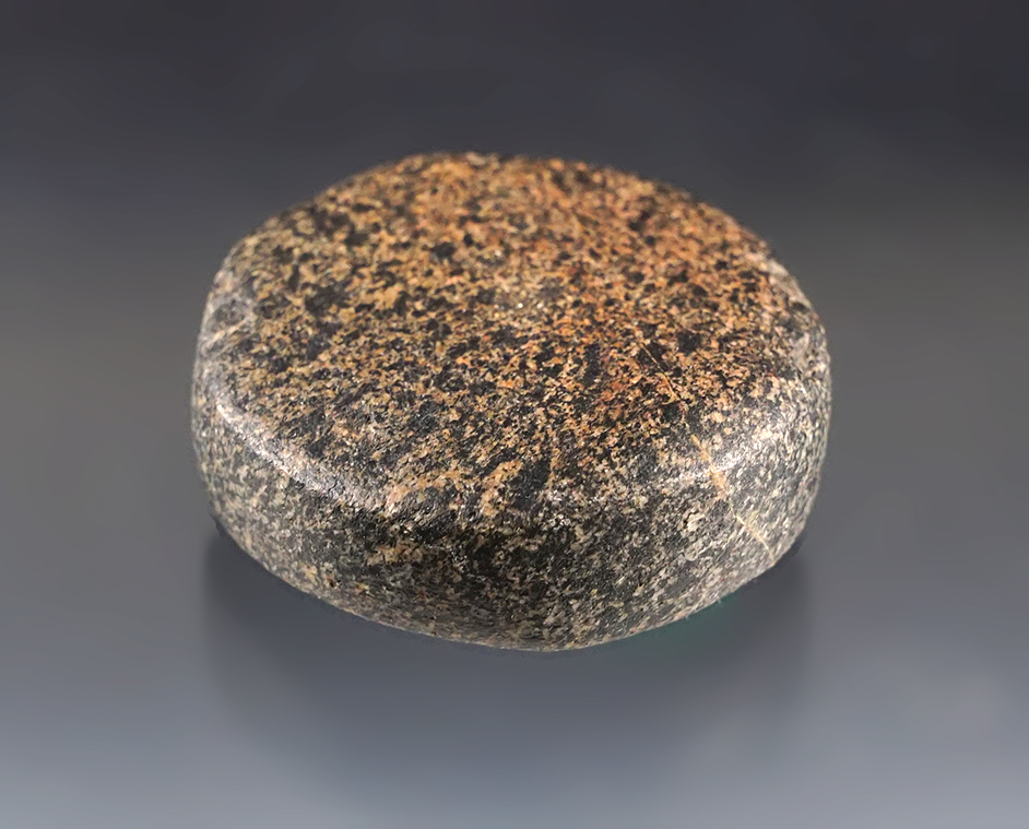 2 3/16" Biscuit Discoidal - dense Hardstone. Found in Grand Tower, Jackson Co., Illinois. 
