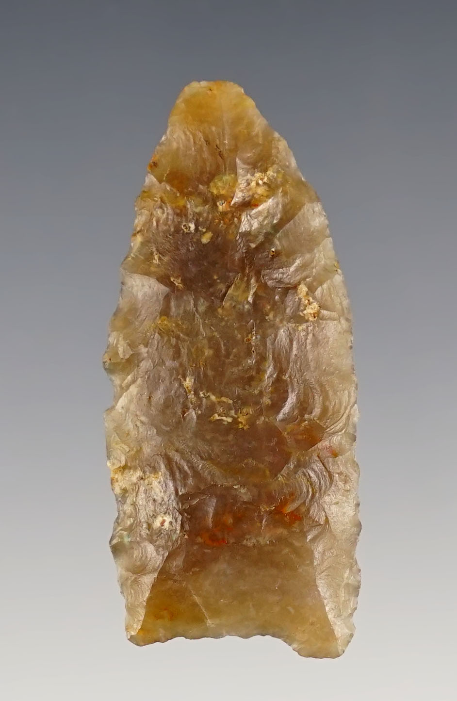 1 7/8" Paleo Midland made from Edward's Plateau Flint. Found in Mason Co., Texas. 