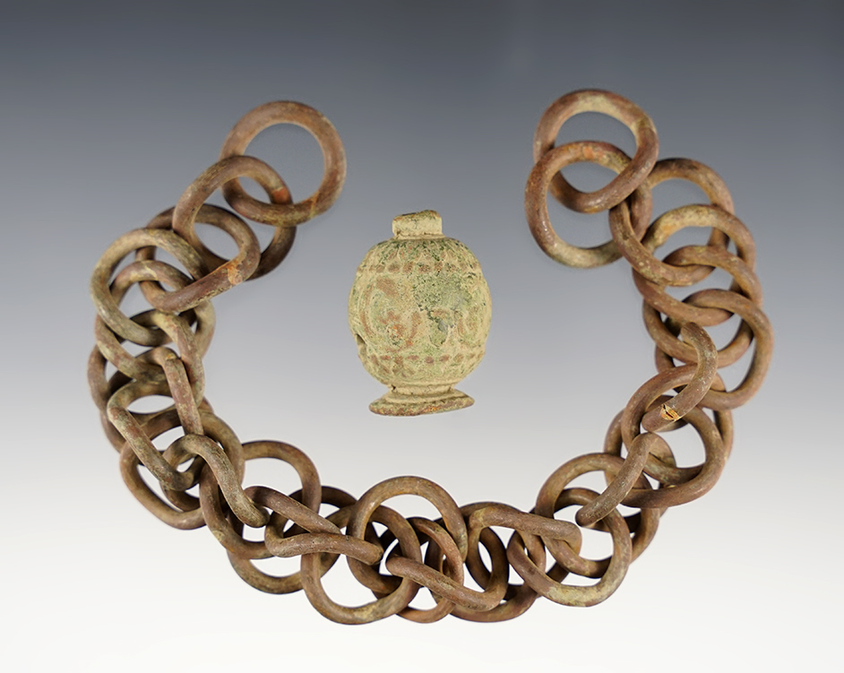 17th Century Cast Brass Officers Sword Pommel and Chain Link Sword Hanger - New York. 