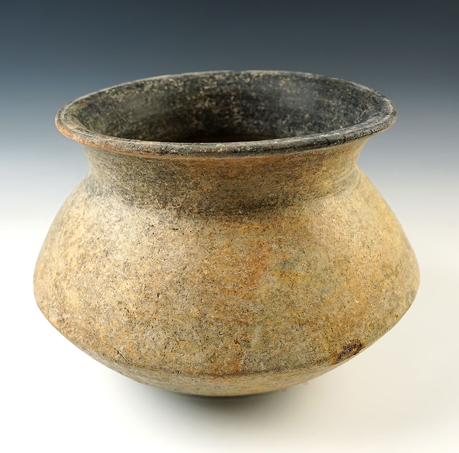Nicely styled 8" wide by 5 1/4" tall Ban Chaing Pottery Vessel. Recovered in Thailand. 