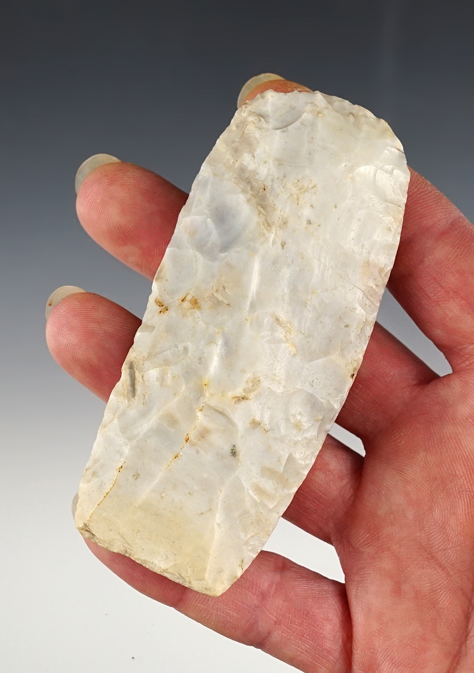 3 3/8" well made Flint Adze - Illinois. Excellent use polish to bit. Ex. Steve Hart, Jon Dickinson. 