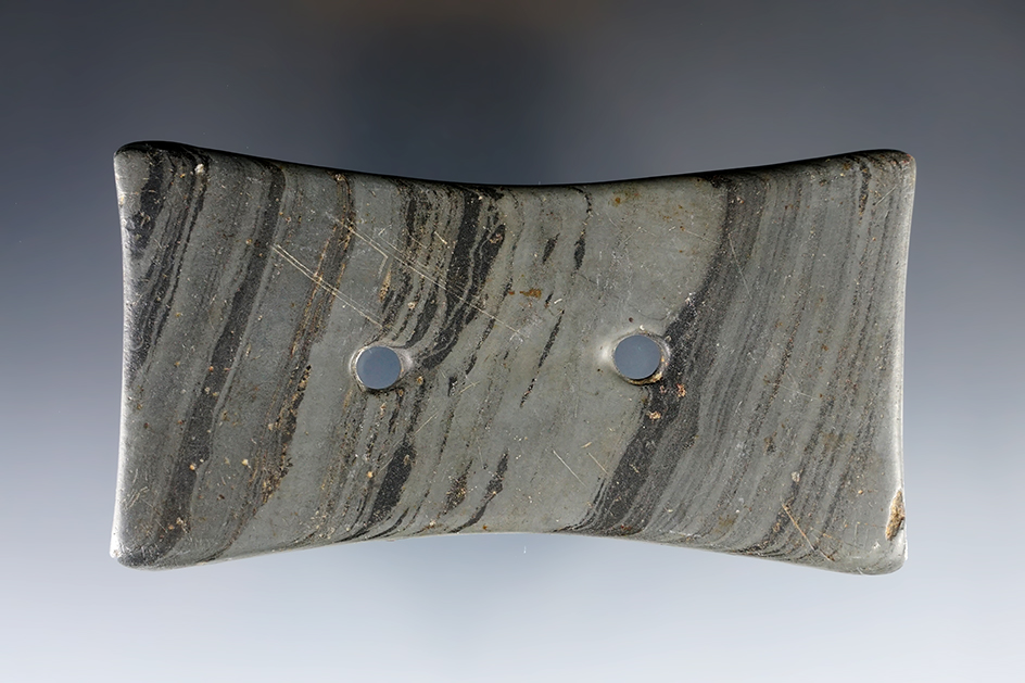 4" Quadriconcave Gorget Found in Ross Co., Ohio. Ex. Everett Cull, Sam Cox Collections. 
