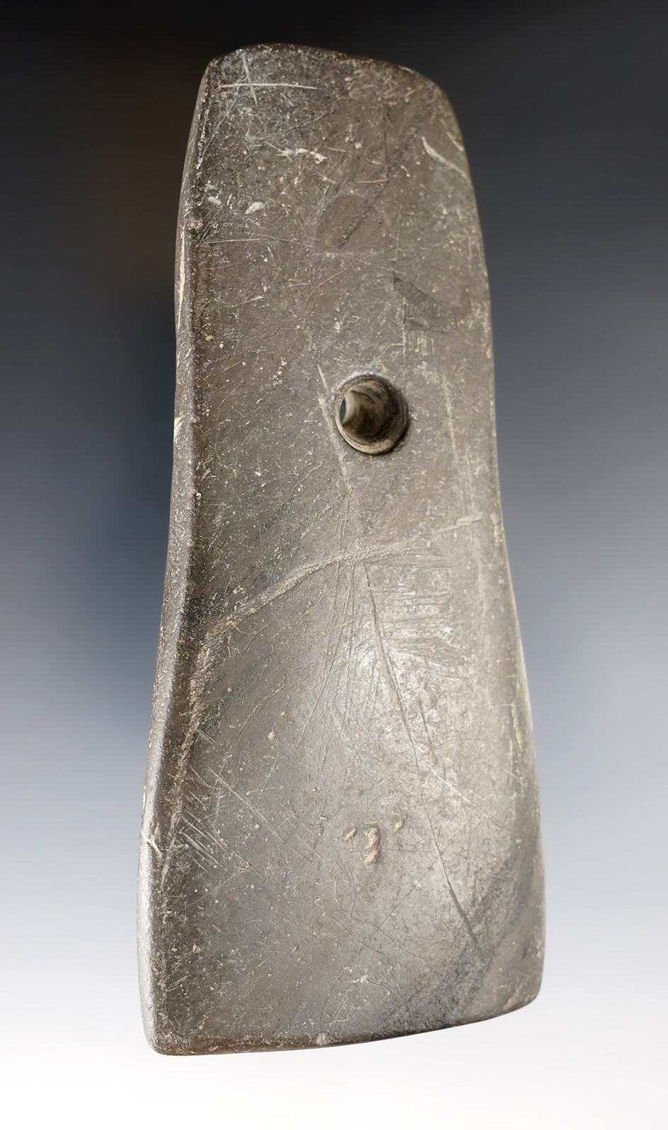 Large 5 7/16" Adena Bell Pendant found in Lorain Co., Ohio. Ex. Mitch Lewis Collections. Puttera COA. 