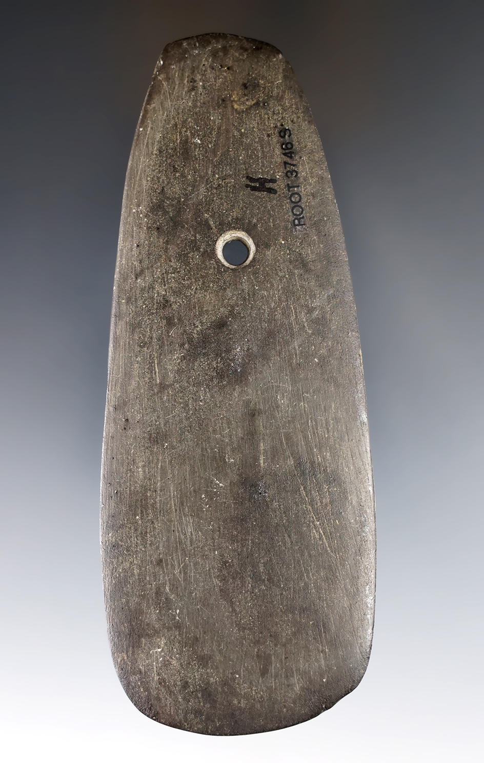 4 9/16" Hopewell Trapezoidal Pendant found in Preble Co., Ohio. Ex. August Wehrle, Earl Townsend.