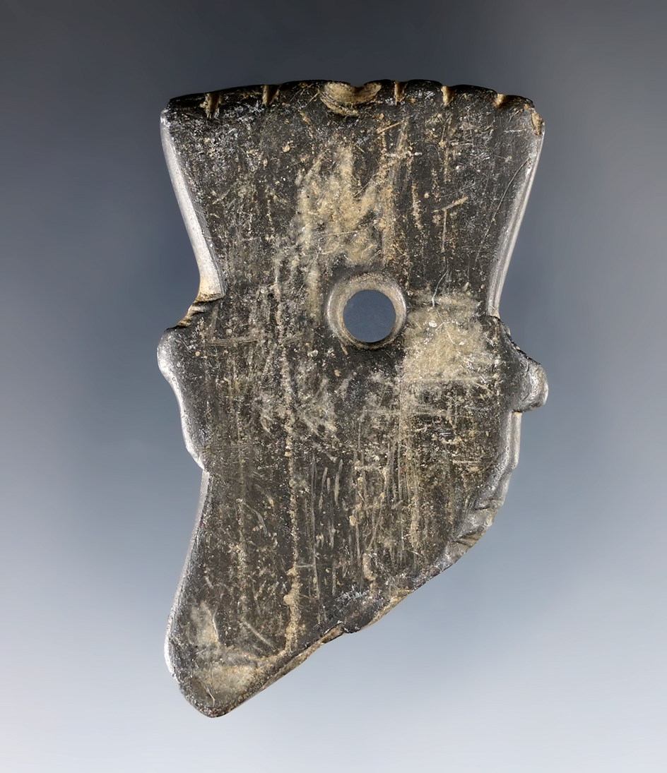 2 3/8" Hopewell Effigy Pendant found  in Northville Twp., Wayne Co., Ohio by Margarate Kremer.