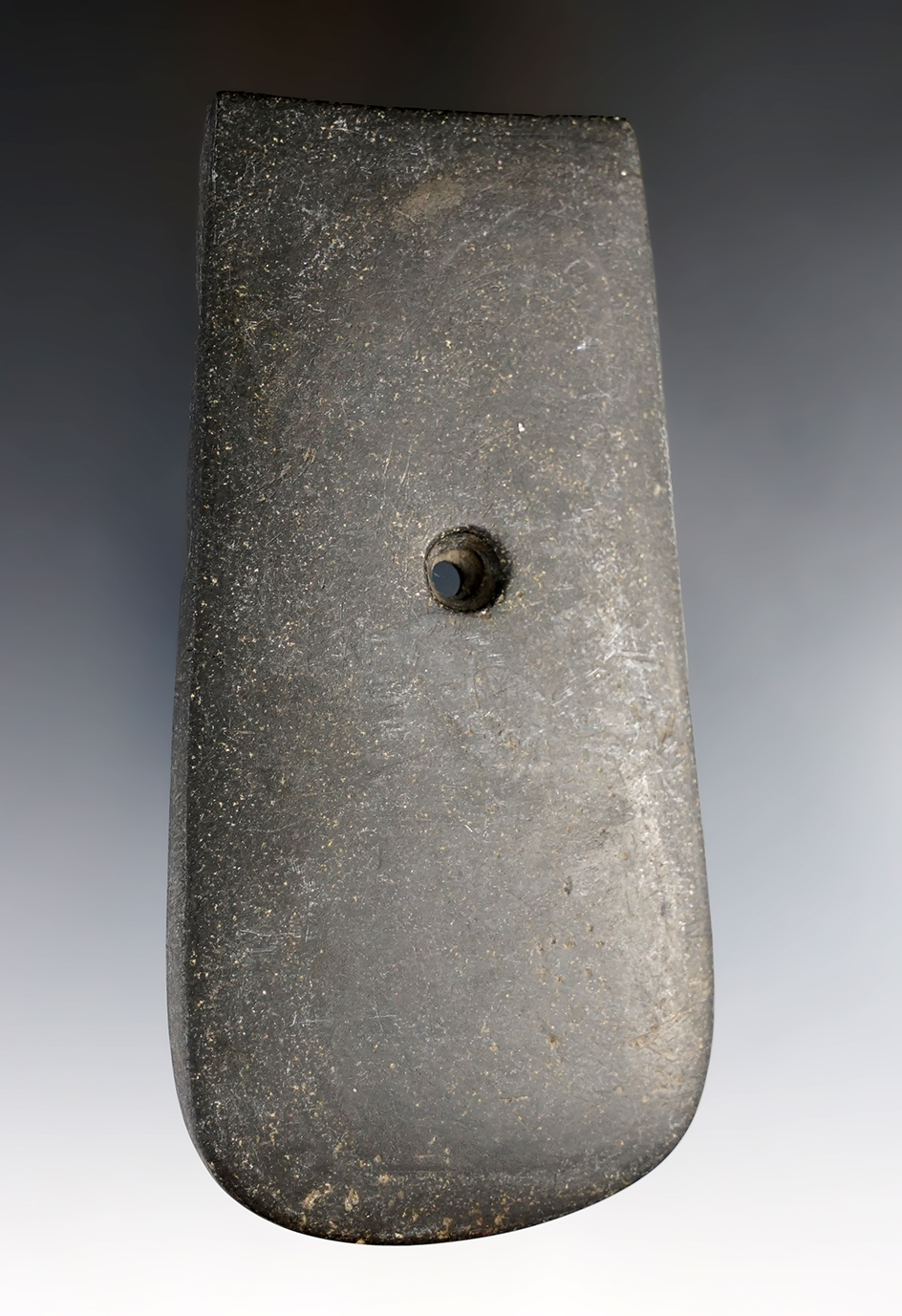 4 5/8" Adena Keyhole Pendant found in or near Piqua, Miami Co., Ohio. Ex. Jan Sorgenfrei. Davis COA. 