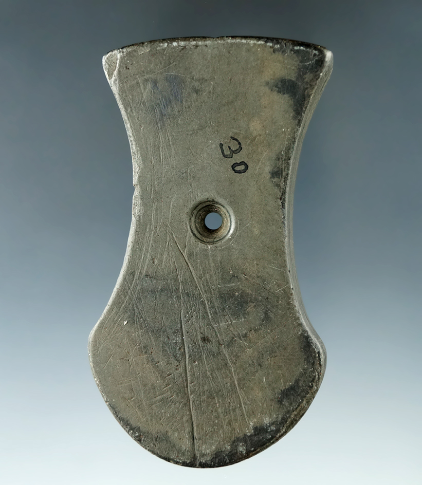 3 1/4" Adena Keyhole Pendant found in Wabash Co., Indiana. Pictured in Who's Who #9, page 363.