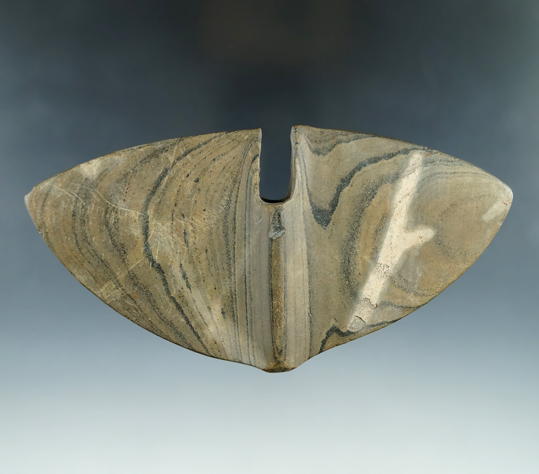 Rare style 5 3/4" Archaic Single Notch Butterfly Bannerstone. Ex. Lorenzo Badge Collection.