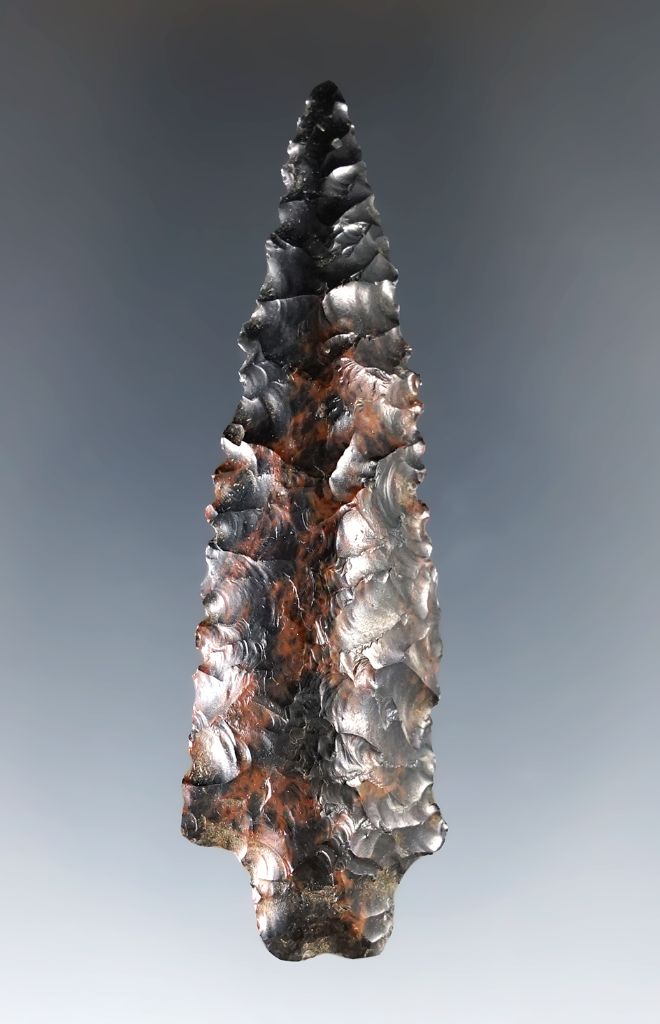 2 11/16" attractive Stemmed Knife made from Mahogany Obsidian found in Oregon.