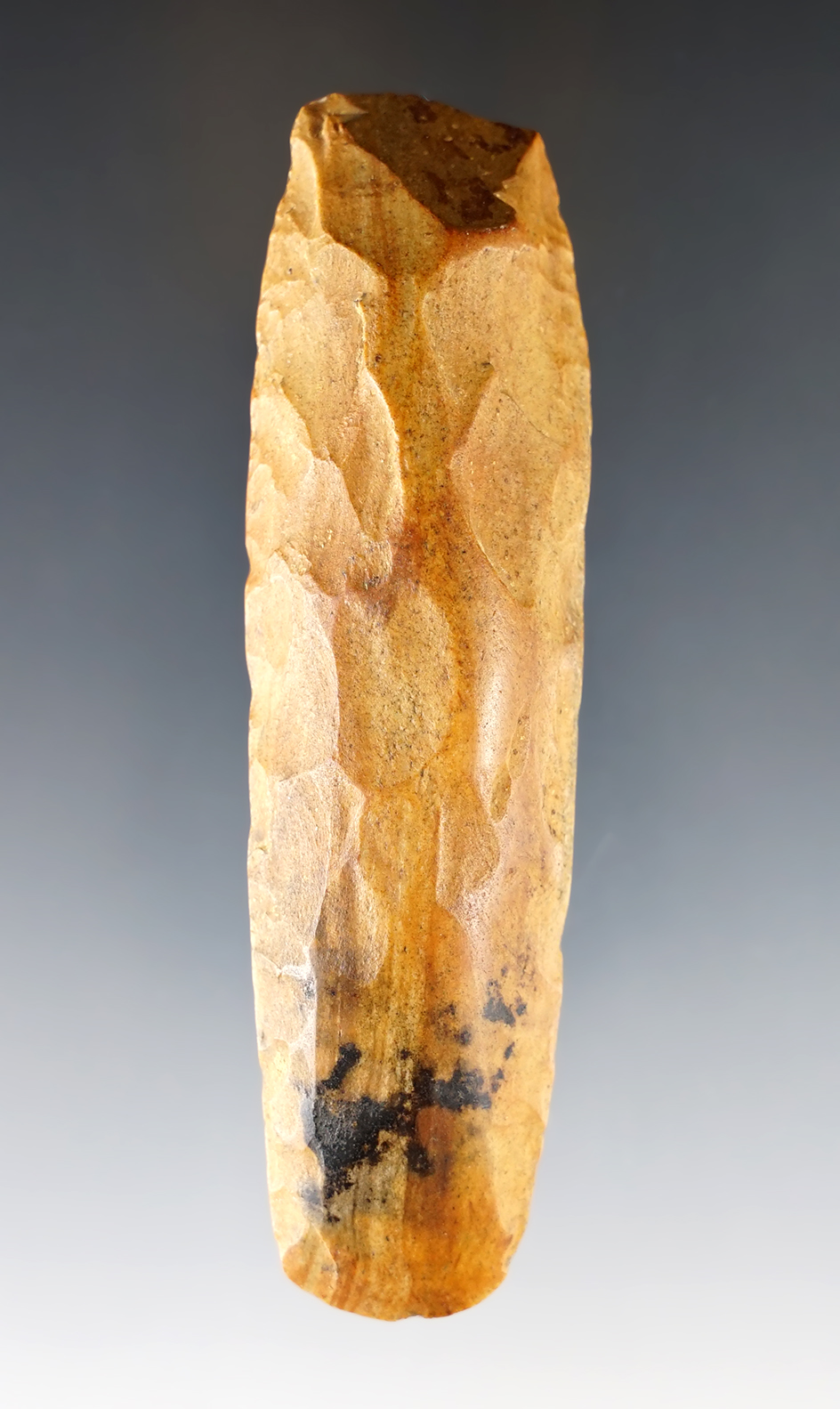 Well patinated 4 9/16" Chisel made from Buffalo River Chert - Humphreys Co., Tennessee. Ex. Jones.
