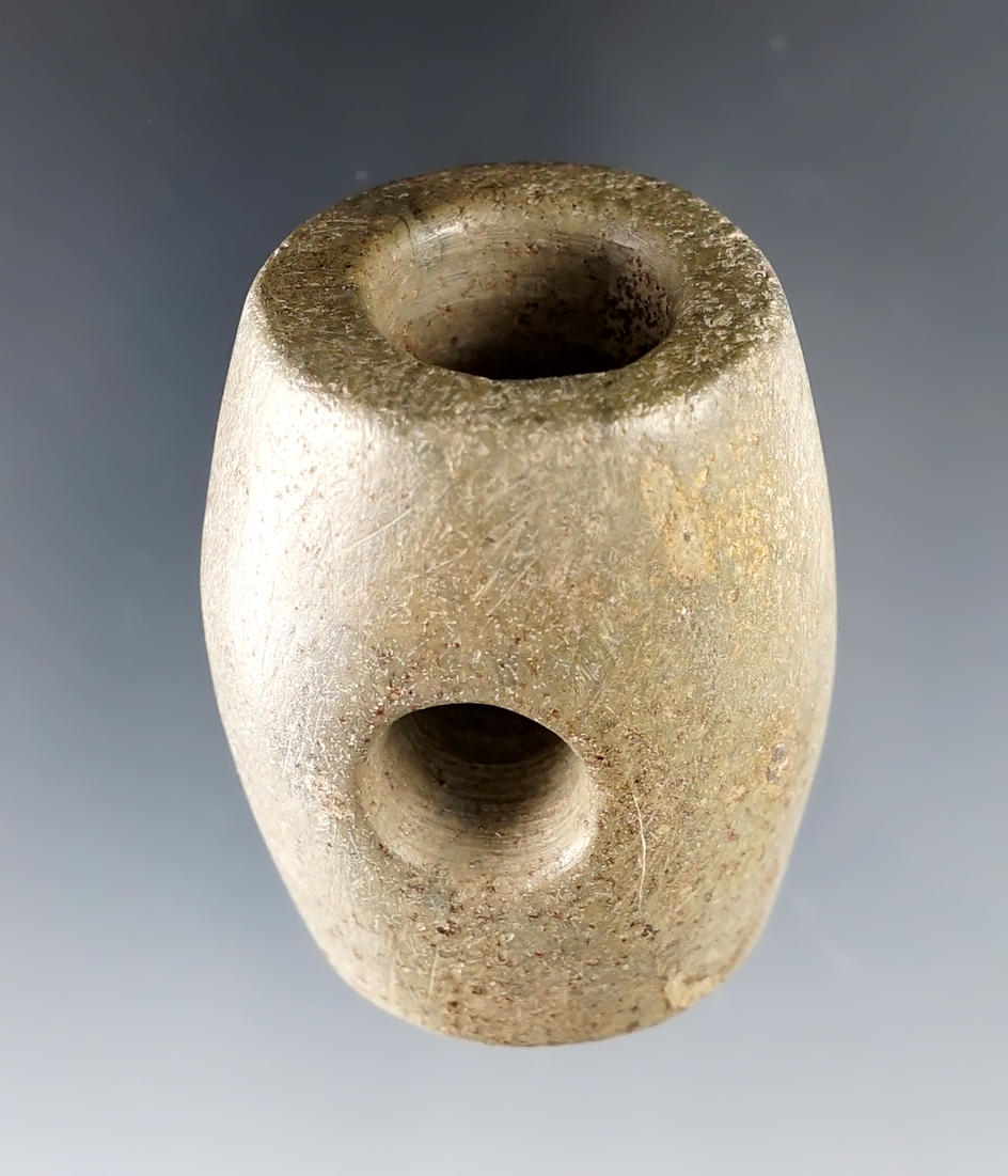 1 3/4" Vasiform Pipe - Ohio. Made from Pipestone. Excellent polish to exterior. Jackson COA.