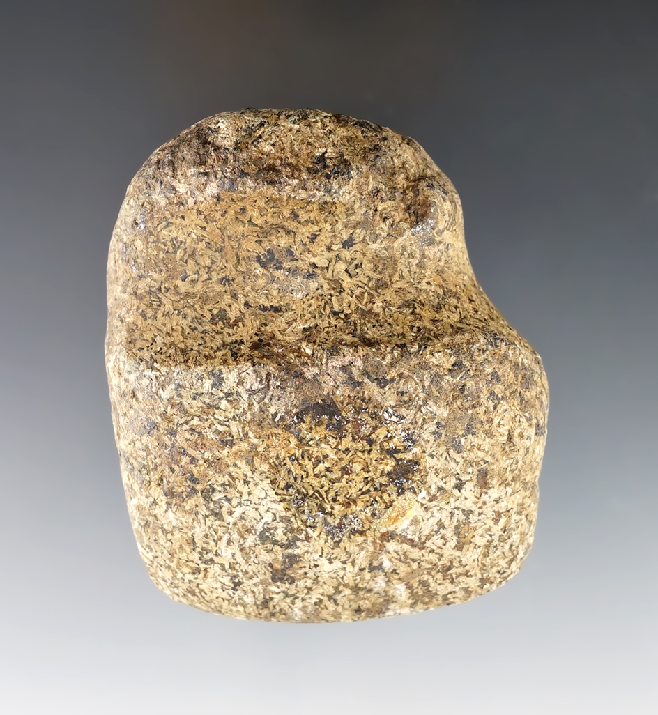 2 9/16" long 3/4 Grooved Granite Axe found in Berrien Co., Michigan.