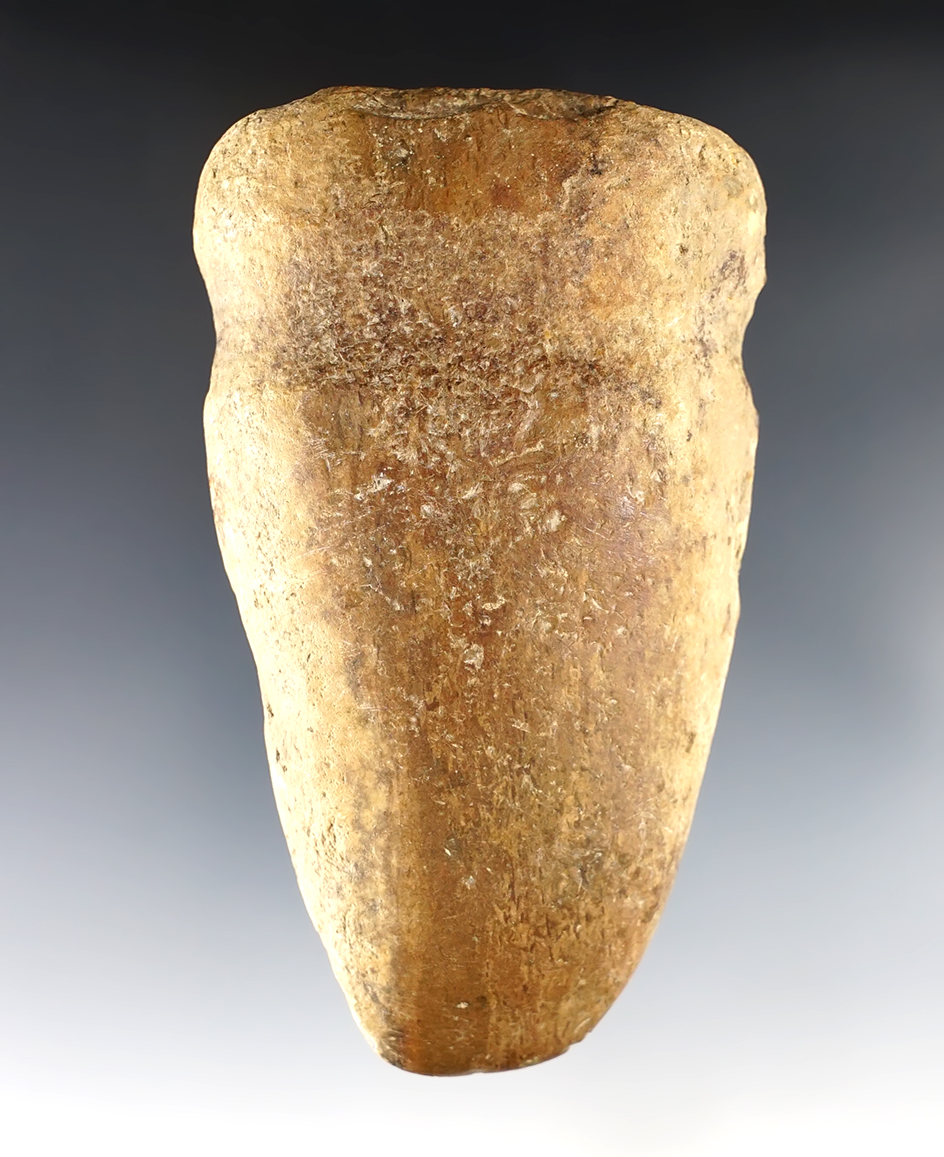 Very unique color pattern on this 4 5/16" Full Grooved Stone Axe recovered in Indiana.