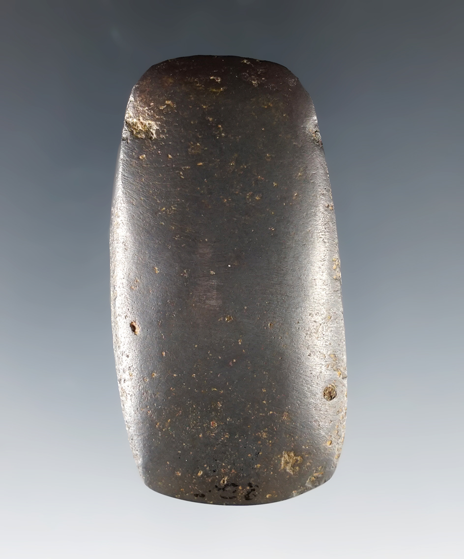 Exceptionally well made 2 3/8" Hematite Celt with nice polish. Found in the Midwest.