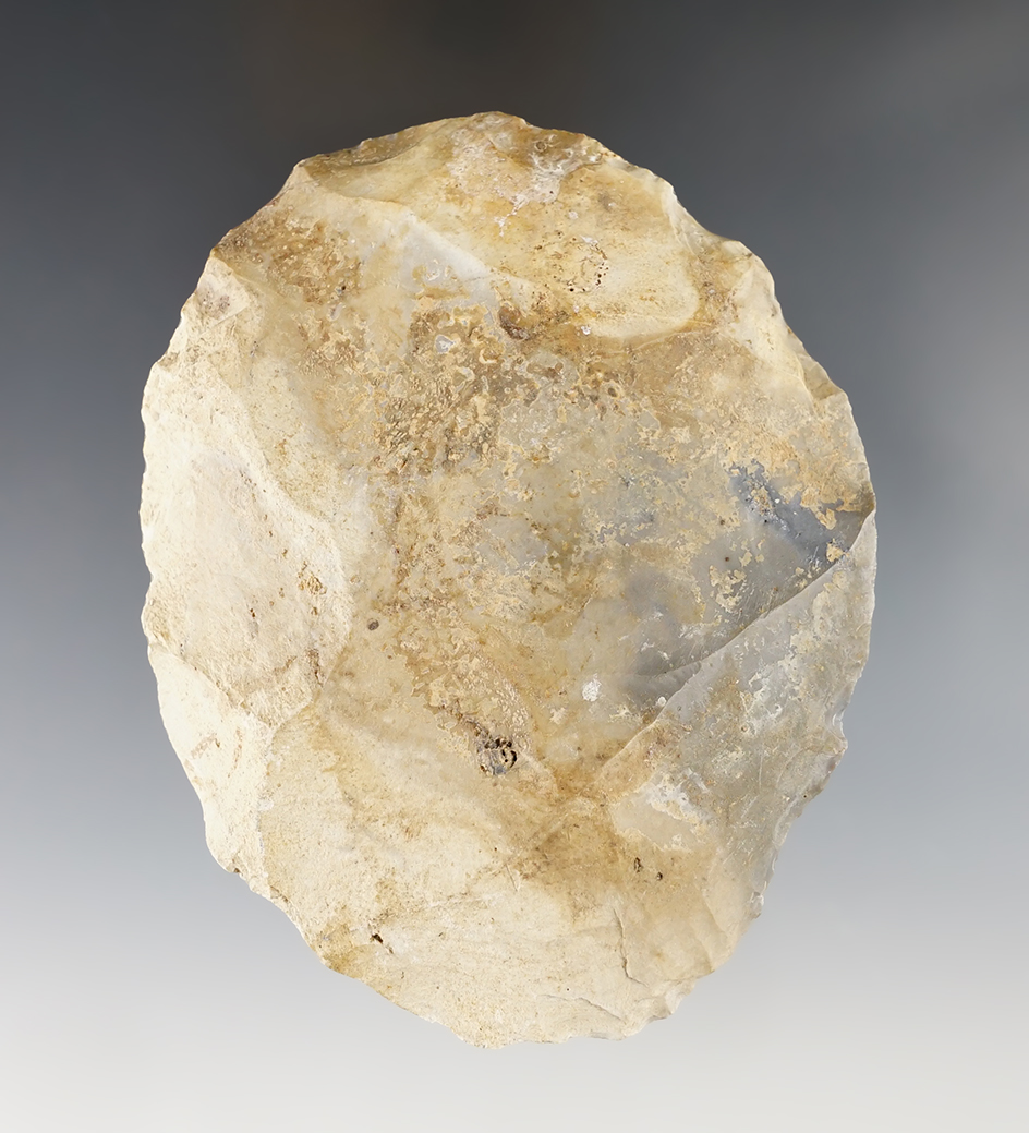 4 1/8" Hornstone blade dug at the Crib Mound, Spencer Co., Indiana.