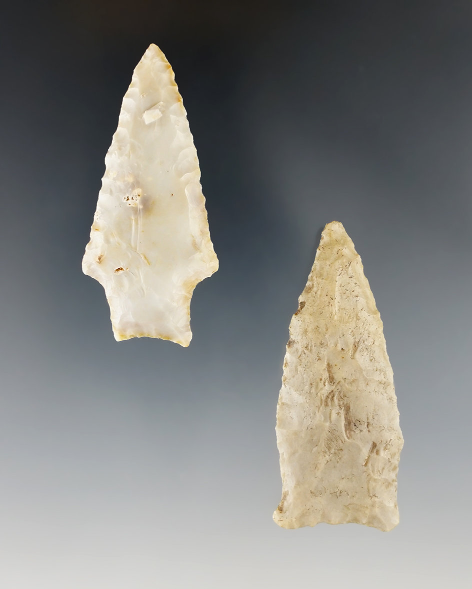 Pair of finely flaked Illinois Points including a nice Heavy Duty. The largest is 2 3/8".