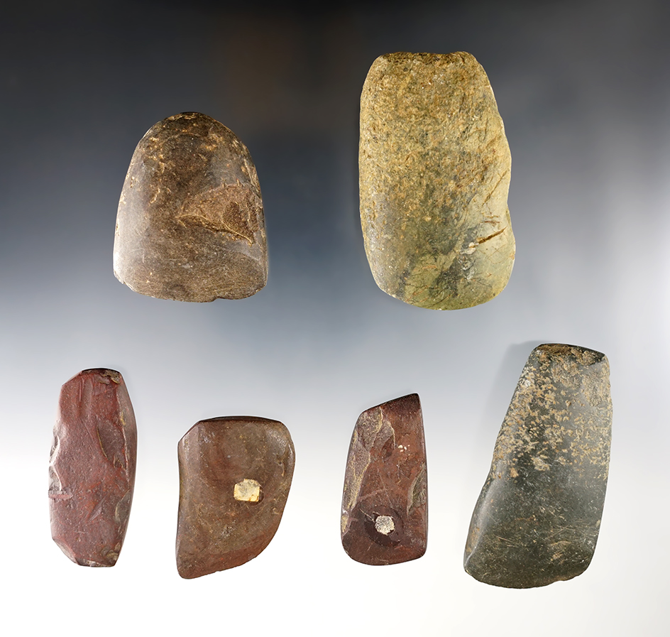 Set of 6 assorted Stone Tools, mostly Celts. The largest is 2 3/4".