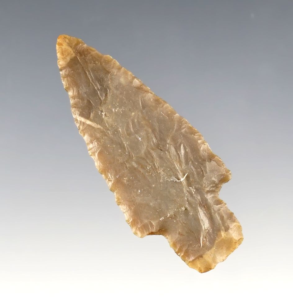 2 1/16" Stemmed Point that is thin. Found in Colorado.