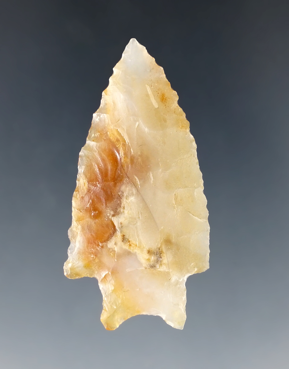 1 11/16" Stemmed Point made from  multi-color agate found near the Columbia River.