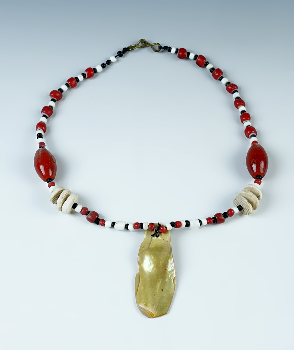 Fine 17" Necklace with a 2 3/8" Shell Pendant. Found in Calusa Co., California.