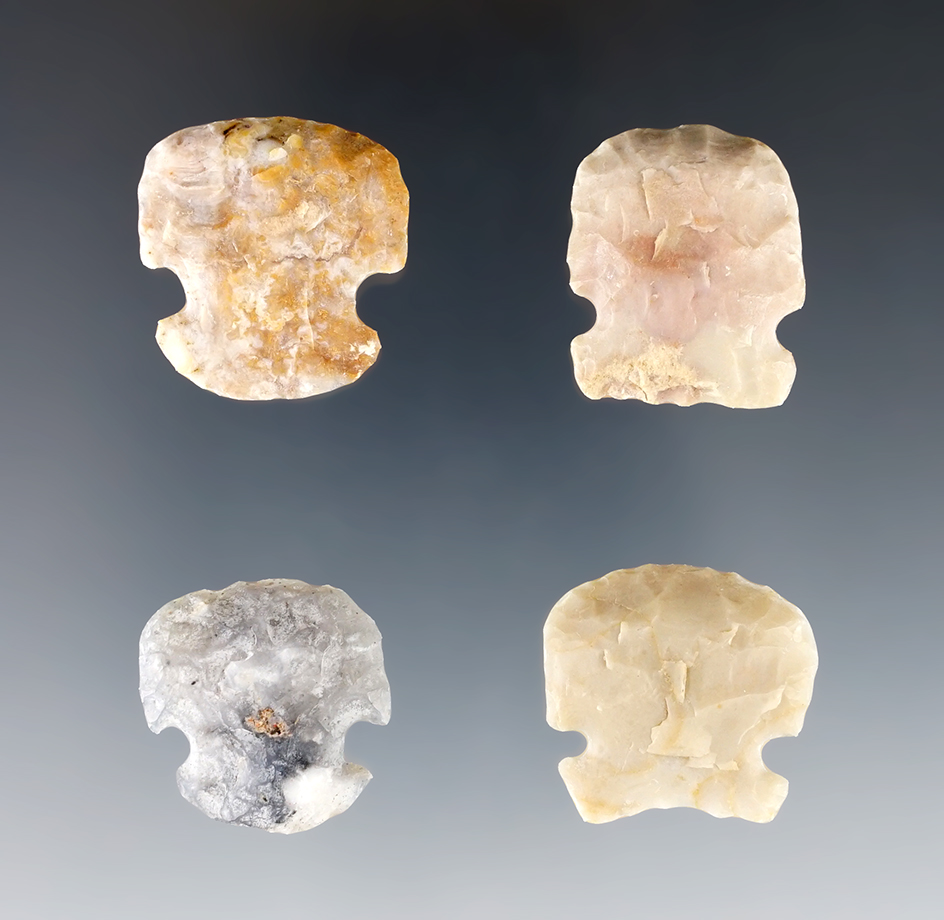 Set of four well styled Sidenotch Scrapers found in New Mexico. Largest is 15/16".
