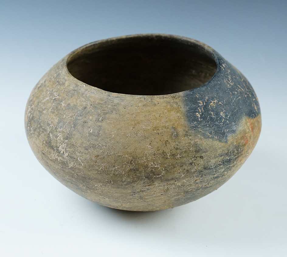  7 1/2" x 4 1/2" Pre-Columbian Pottery Vessel with excellent mineral deposits. Solid. Mexico.