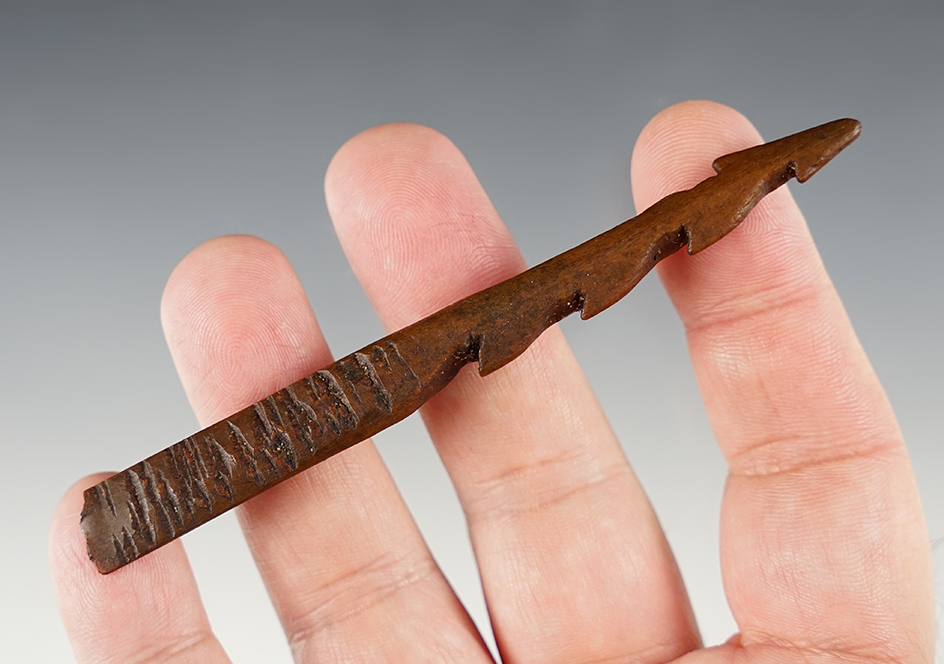 4 3/16" Inuit bone five point harpoon tip found in Alaska