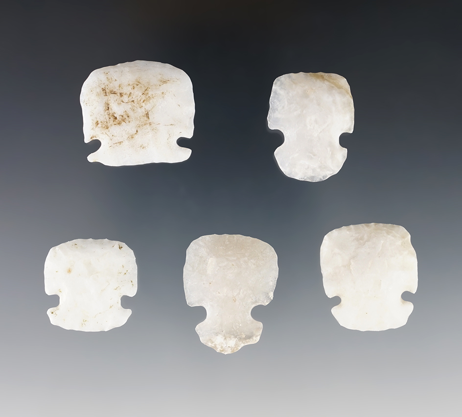 Set of four well styled Sidenotch Scrapers found in New Mexico. Largest is 1".