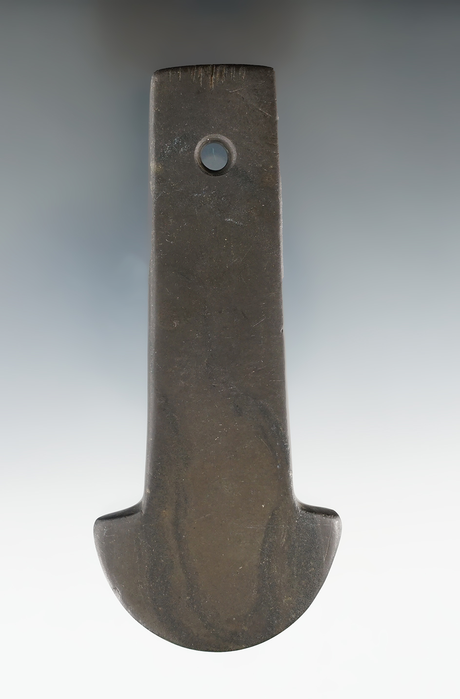 4 11/16" Adena Anchor Pendant that is engraved found in Huntington Co., Indiana. Ex. Steve Fuller.