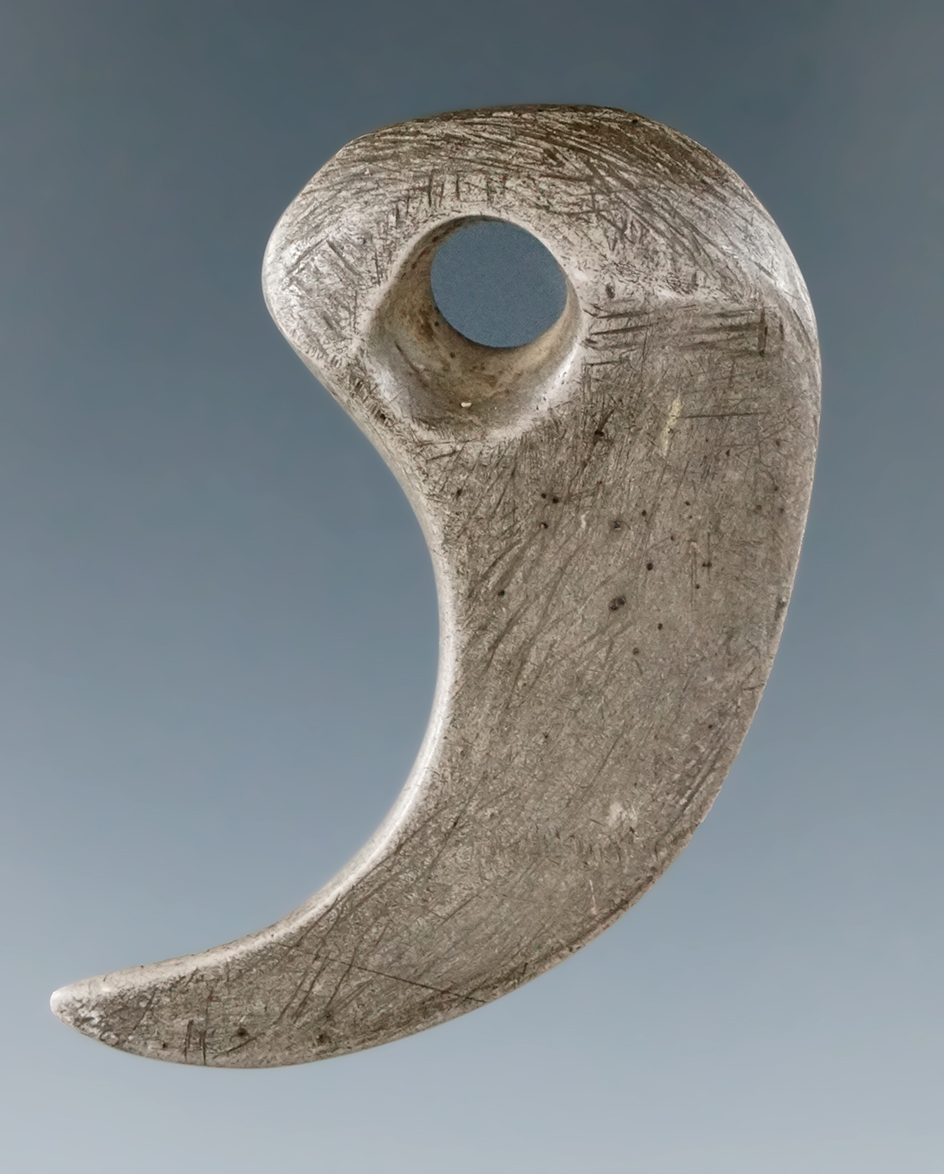 2" Woodland Eagle Claw Effigy Pendant made from Pipestone, found in Licking Co., Ohio. Ex. Phil Kien
