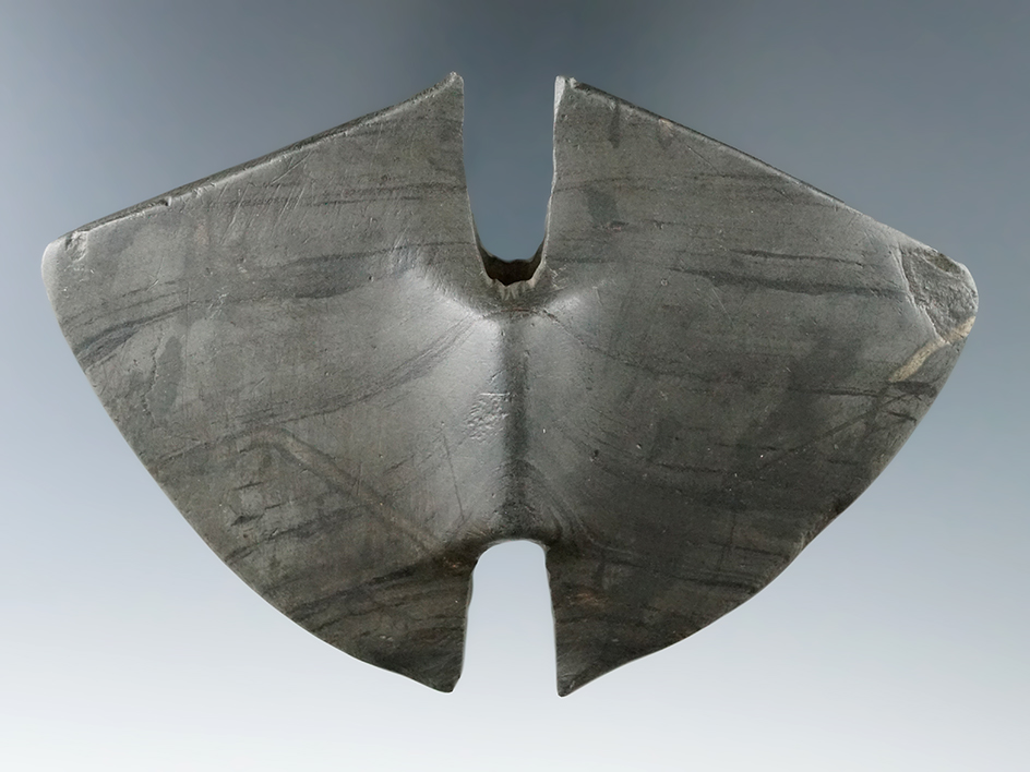 4 5/16" Archaic Wing Bannerstone found in section 26, Lincoln Twp., Berrien Co., Michigan. Pictured!