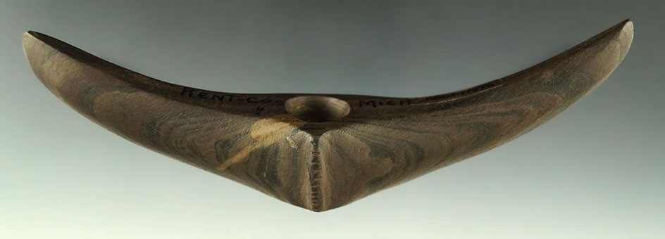 Sale highlight 5 11/16" Archaic Crescent Bannerstone, Kent Co., Michigan. Ex. Brosius, Hirzel.