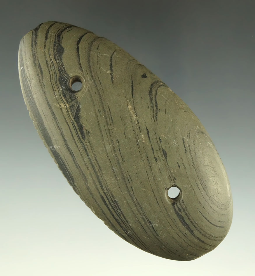 3 11/16" Tallied Glacial Kame Tear Drop Gorget, Indiana. Ex. Banter, Banter, Bickel. Pictured!